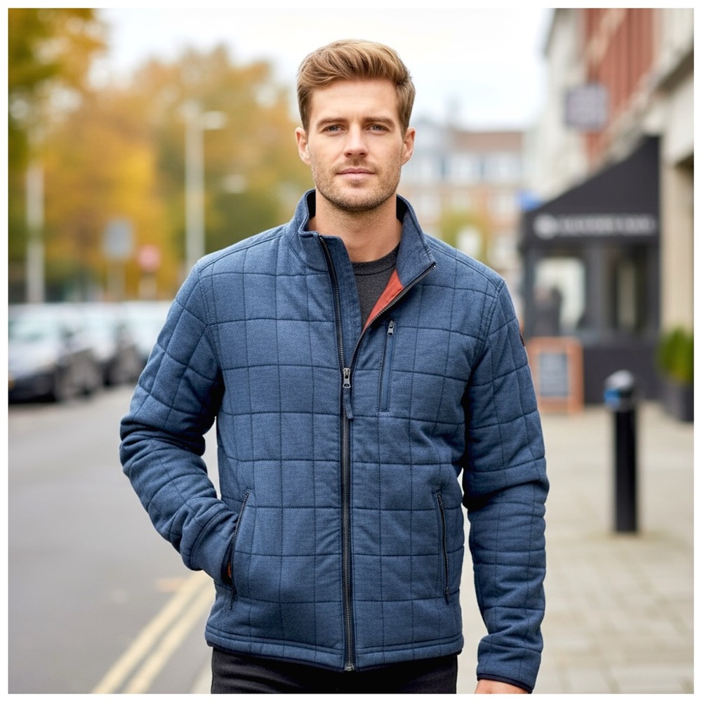 32 Bar Blues Men’s Quilted Full-Zip Jacket. Dark Denim. Large - Picture 4 of 11